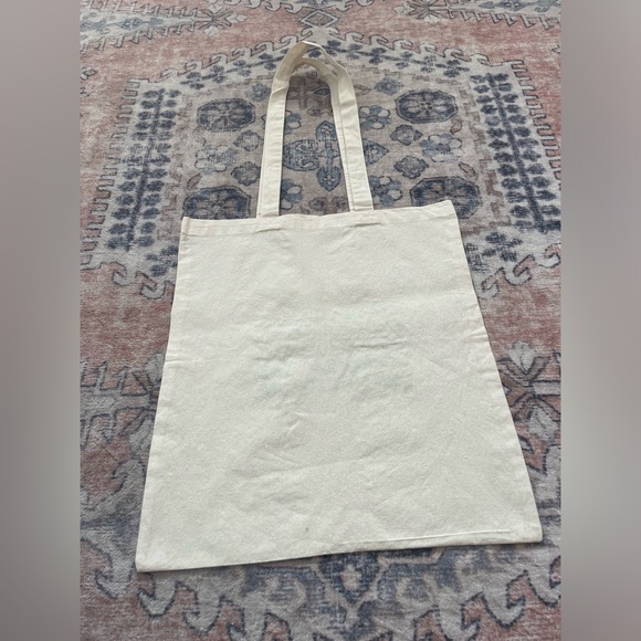 Hand Embroidered Green ‘Shop Local’ Tan Canvas On The Go Tote Bag - Picture 5 of 5